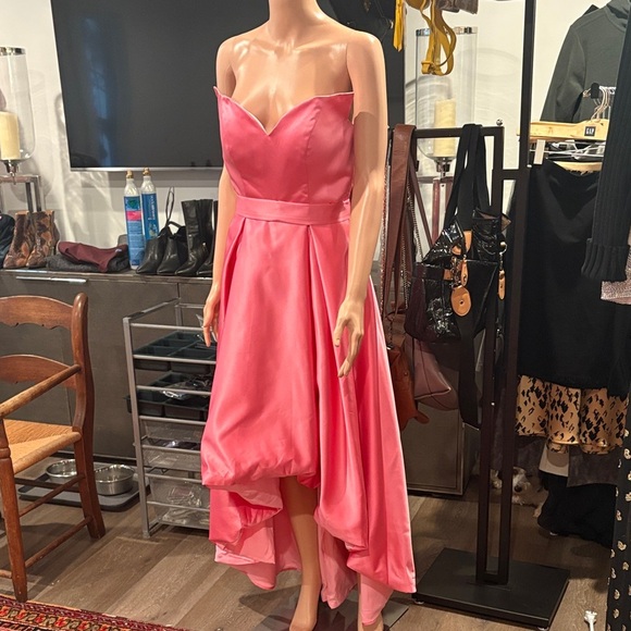 Formal dress, Strapless Hi low , pink satin bridesmaid - Picture 2 of 10